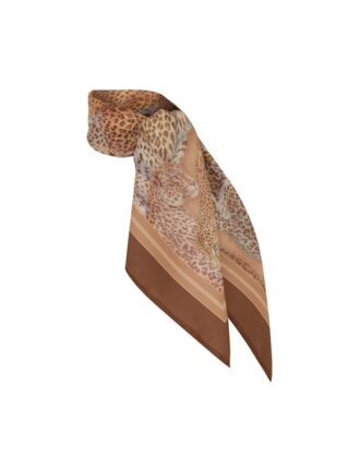 Tryckt silkescarf 70 i Latte Leopard Online