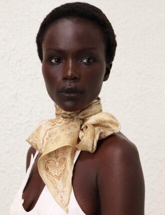 Tryckt silkesnackduks Tan Perla Paisley Online