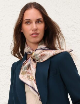 Tryckt silkesscarf 70 blå blommig online