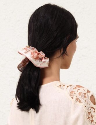 Tryckt silkesscrunchie i ivory floral online