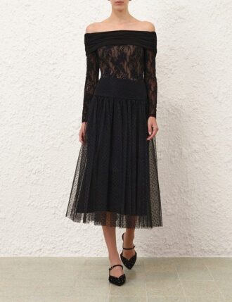 Tulle Dot Midi-kjol i svart online Tulle Dot Midi-kjol i svart online