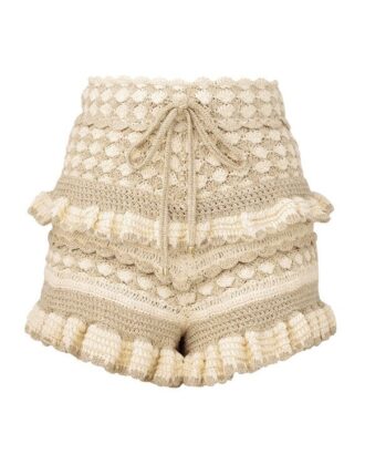 Wanderlust Crochet Shorts Metallic Gold/Cream Online