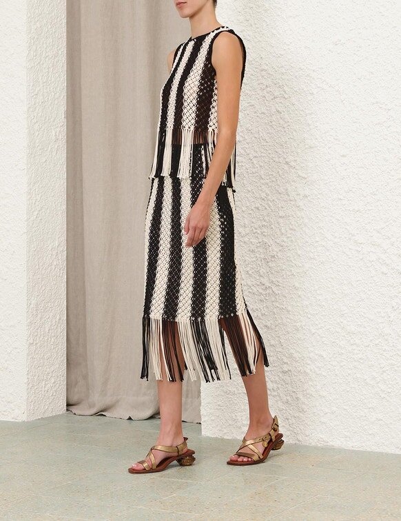 Wanderlust Macrame-maxikjol i svart/elfenben online Wanderlust Macrame-maxikjol i svart/elfenben online
