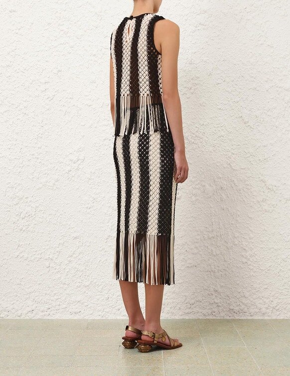 Wanderlust Macrame-maxikjol i svart/elfenben online Wanderlust Macrame-maxikjol i svart/elfenben online